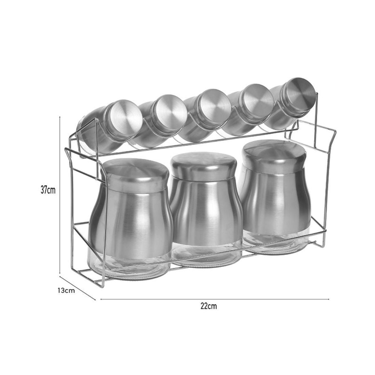 Set pentru condimente 8 recipiente argintiu din inox cu suport Inart