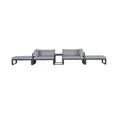 Set pentru terasa Santorini compus din canapea, 2 x otoman si masuta din aluminiu , cu perne textile, gri