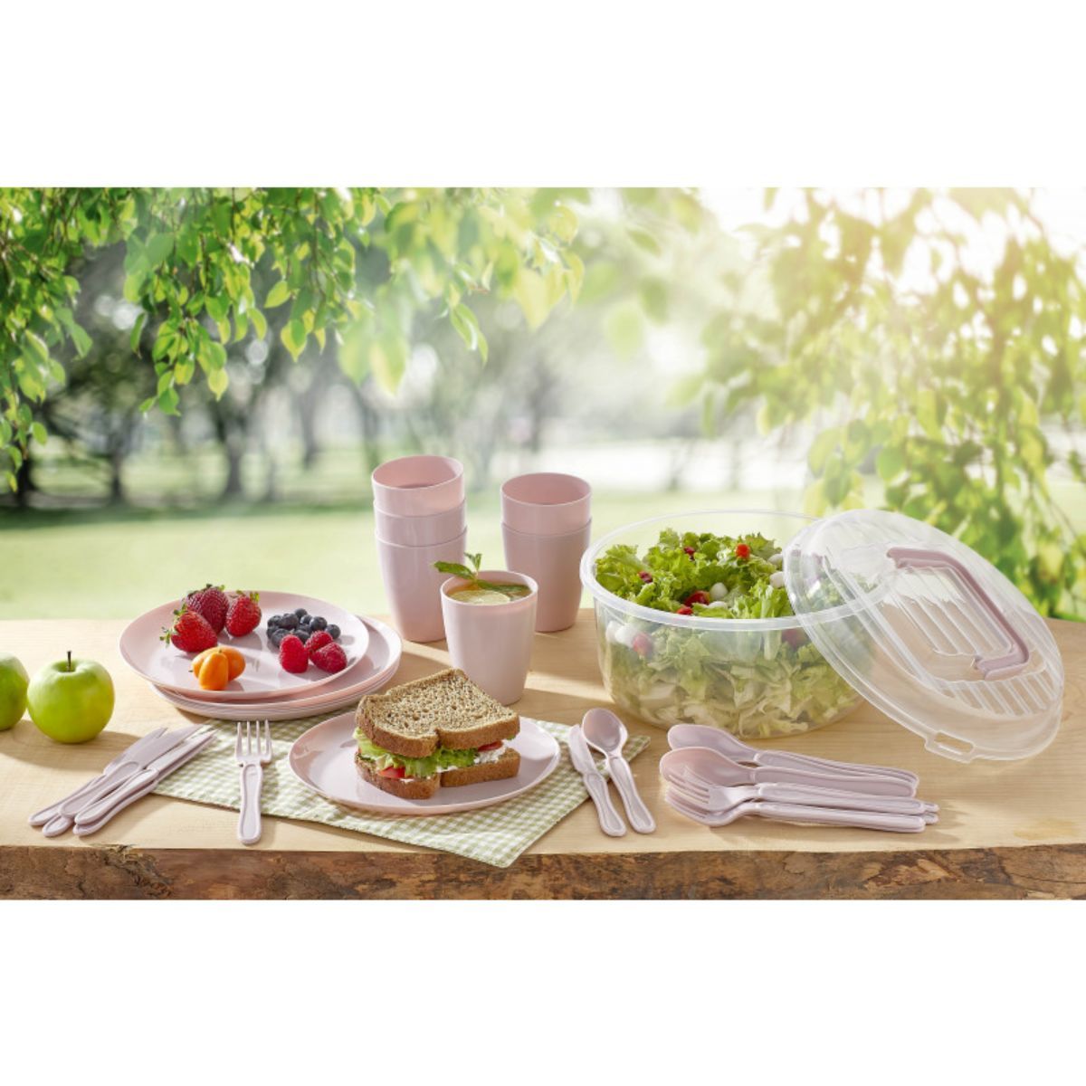 Set serviciu din plastic , pentru picnic/camping , 31 pcs , Tuffex TP470 alb