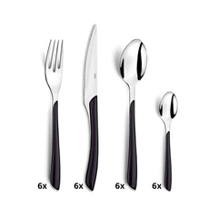 Set tacamuri 24 piese negru/argintiu Eclat Amefa