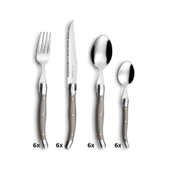 Set tacamuri 24 piese taupe Tradition Lou Laguiole