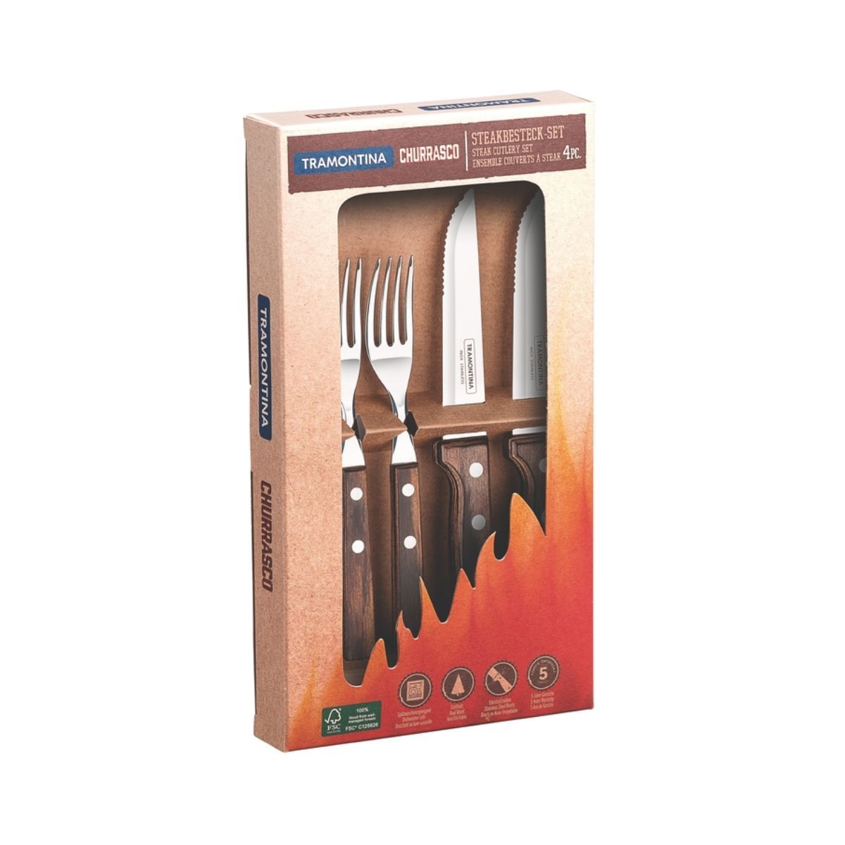 Set tacamuri 4 piese Gaucho Steak maro Tramontina