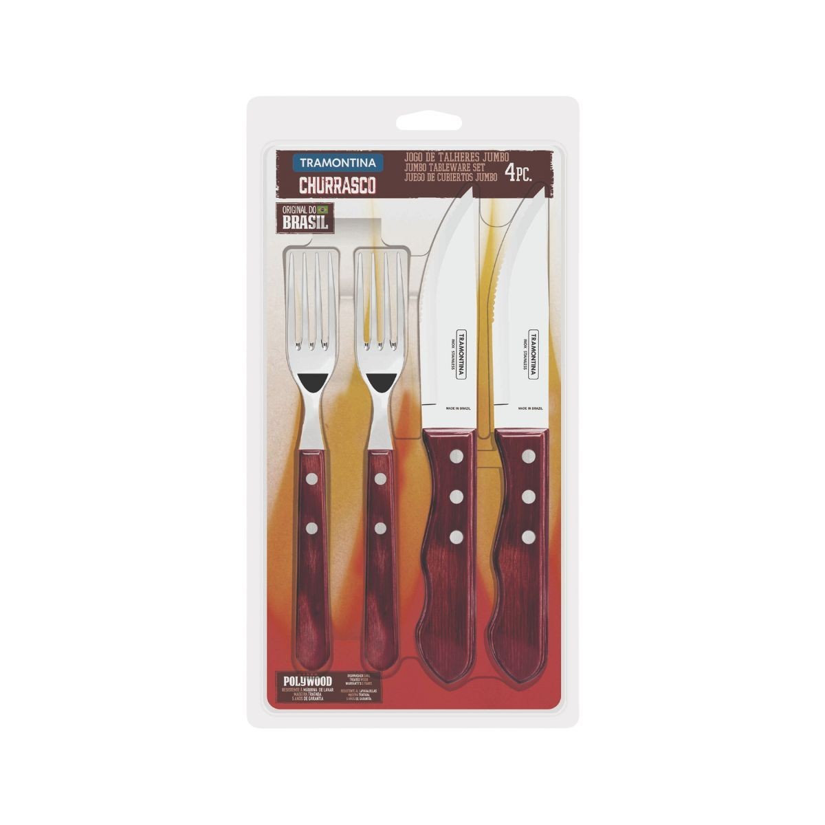 Set tacamuri 4 piese Jumbo Steak rosu Tramontina