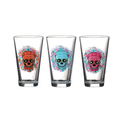 Set trei pahare tranparente din sticla 32,0 cl Mexican Skull Urban Living