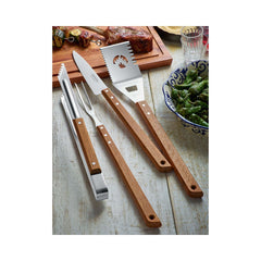 Set ustensile pentru gratar 3 piese din inox si lemn Churrasco BBQ Tramontina