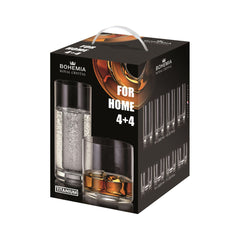 Set whisky, 4+4, din cristal de Bohemia, 320 ml + 350 ml, For Home Set