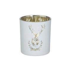 Suport de lumanare alb din sticla Deer 8 cm Inart