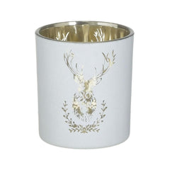 Suport de lumanare alb din sticla Deer 8 cm Inart