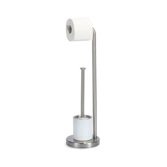 Suport pentru hartie igienica si perie toaleta, argintie, din inox, 60 cm, Toilet Holder Zeller