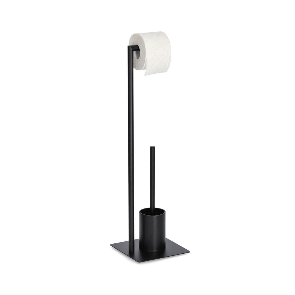 Suport pentru hartie igienica si perie toaleta, negru, din metal, 70 cm, Toilet Holder Zeller