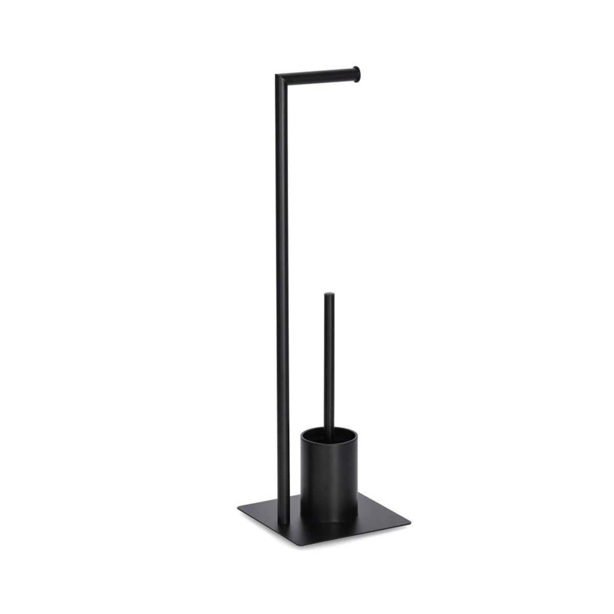 Suport pentru hartie igienica si perie toaleta, negru, din metal, 70 cm, Toilet Holder Zeller