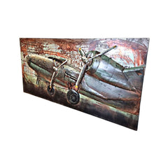 Tablou de metal 3D, model cu avion, 70x140x7 cm