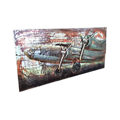 Tablou de metal 3D, model cu avion, 70x140x7 cm