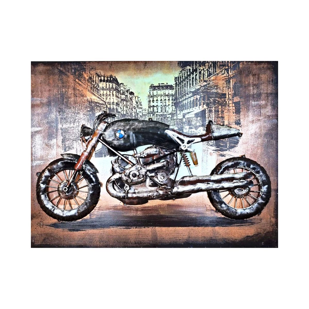 Tablou de metal 3D, model cu motocicleta 60x80x6 cm