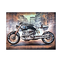 Tablou de metal 3D, model cu motocicleta 60x80x6 cm