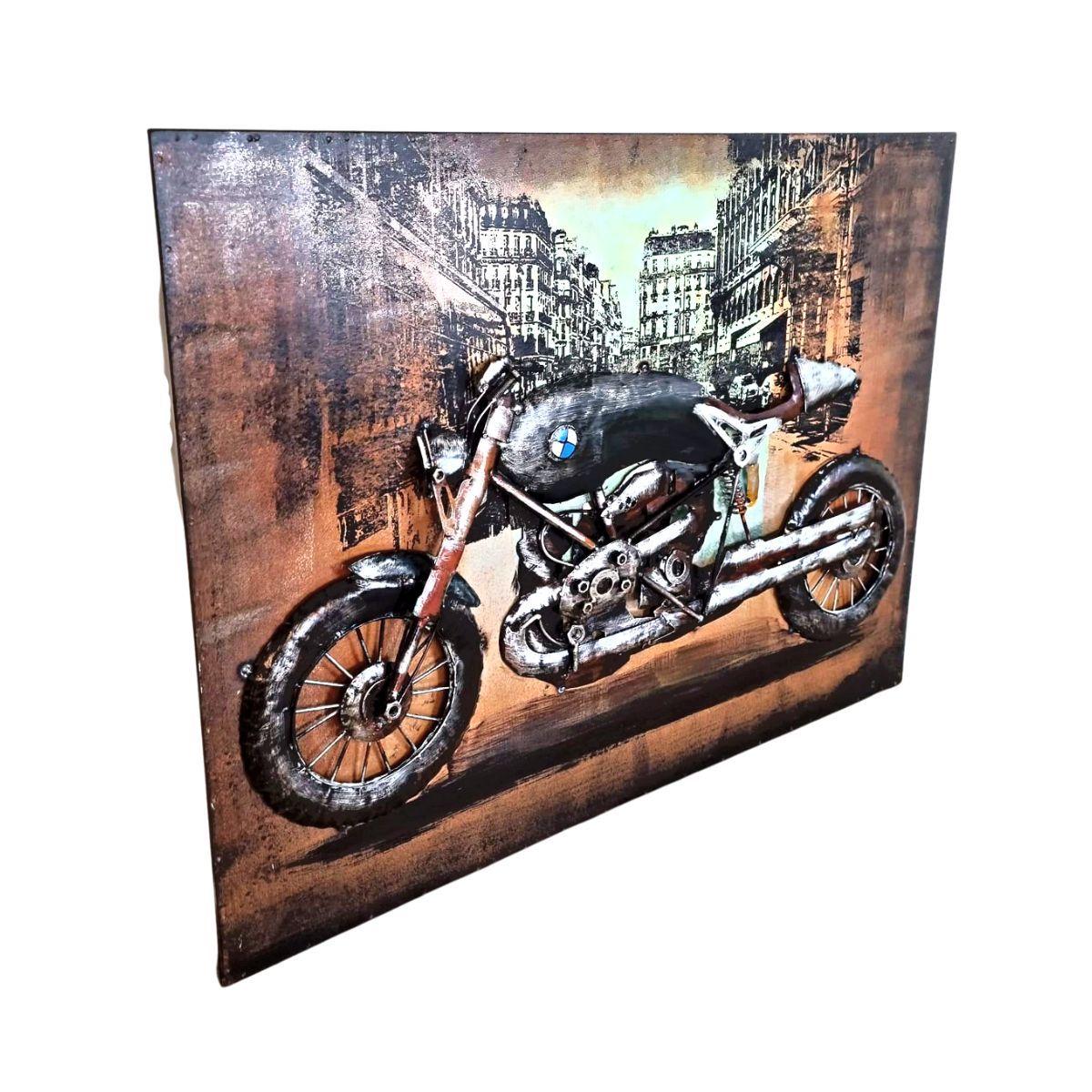 Tablou de metal 3D, model cu motocicleta 60x80x6 cm