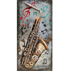 Tablou de metal 3D, model Saxofon, 40x80 cm