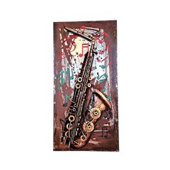 Tablou de metal 3D, model Saxofon, 40x80 cm