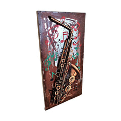 Tablou de metal 3D, model Saxofon, 40x80 cm