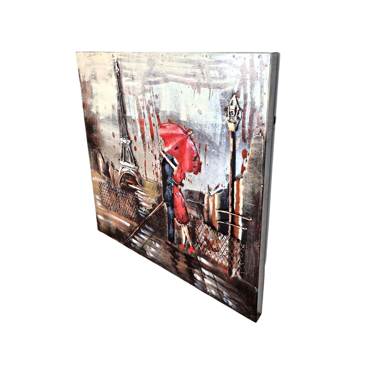 Tablou de metal 3D, motiv parizian, 60x60x6 cm