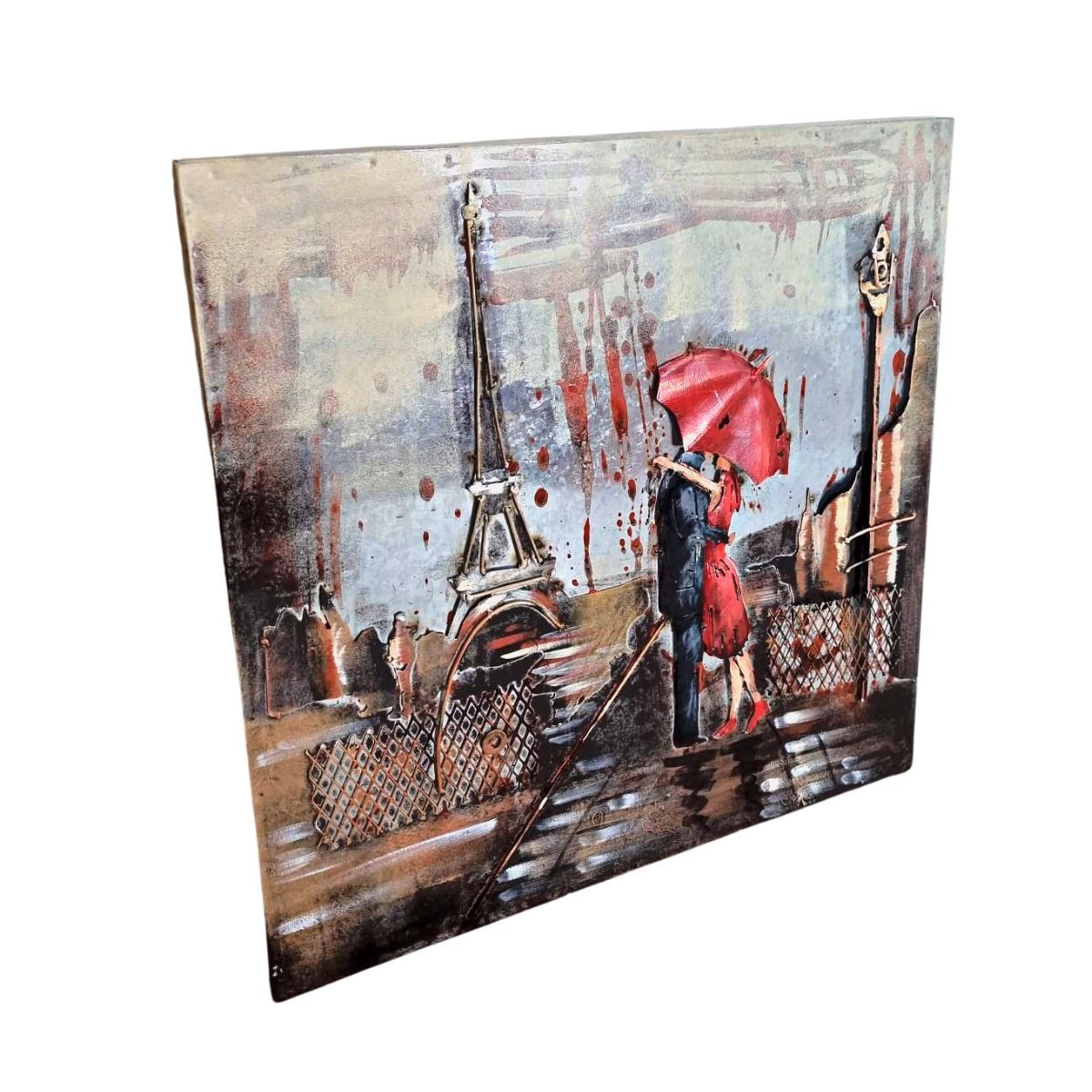 Tablou de metal 3D, motiv parizian, 60x60x6 cm