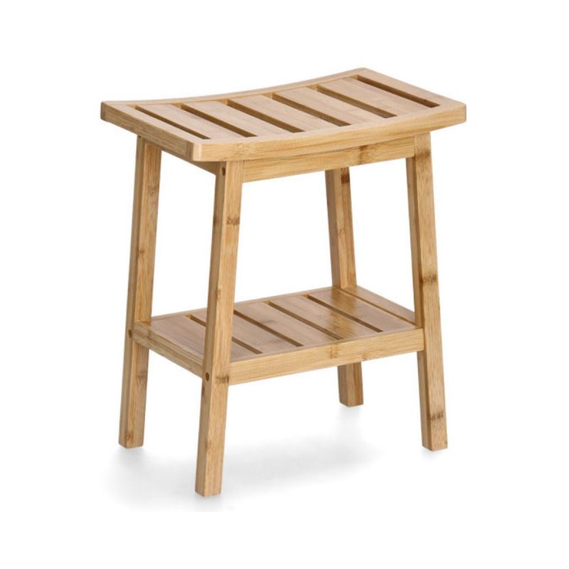 Taburet cu polita, maro din bambus, 46 cm, Stool Zeller