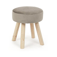 Taburet taupe din catifea poliester, lemn si MDF Ø34 cm Adeline Bizzotto