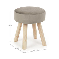 Taburet taupe din catifea poliester, lemn si MDF Ø34 cm Adeline Bizzotto