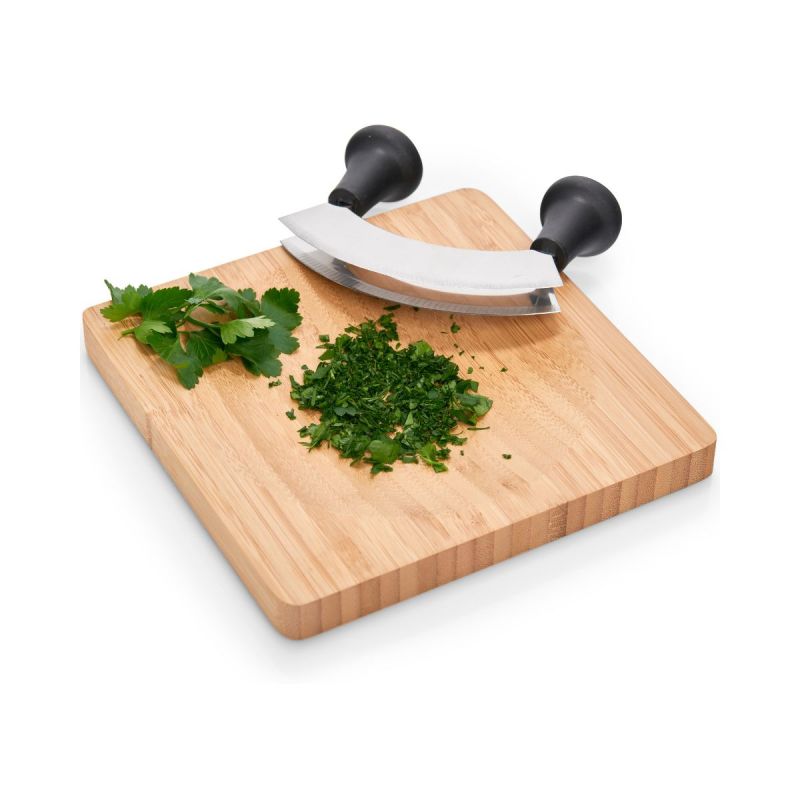 Tocator din bambus cu cutit pentru verdeturi, maro, 20 cm, Herb Board Zeller