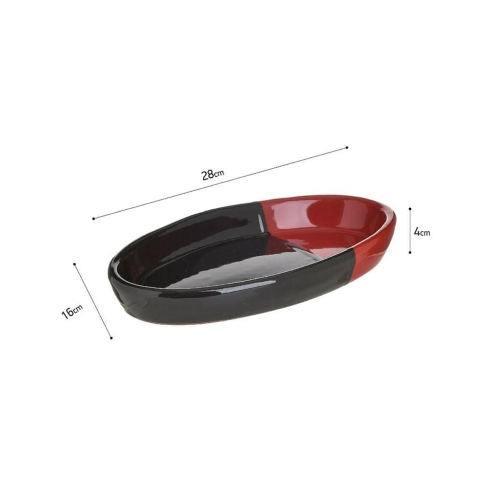 Vas ceramic negru/rosu pentru cuptor 28X16 cm Inart