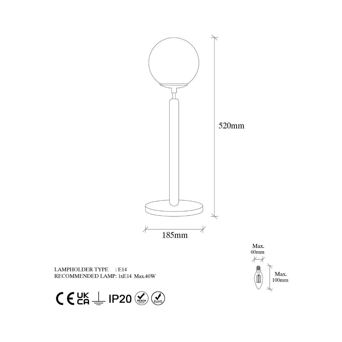 Veioza auriu/alb din metal si sticla 52 cm King